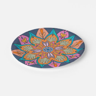 Prato De Papel O Círculo Colorido da Índia: Um Mandala Decorativo