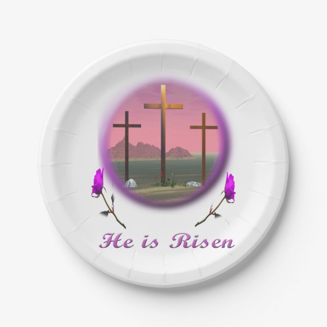 Prato De Papel O Cristo da páscoa é uma placa risen (Frente)