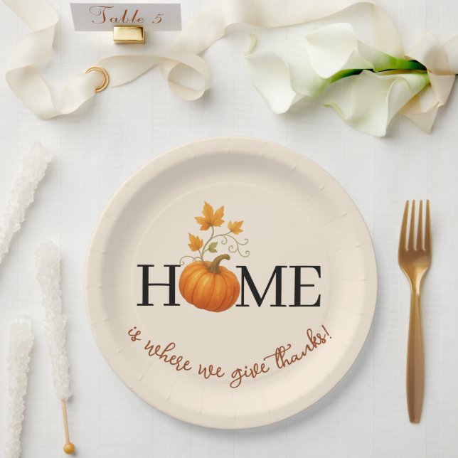 Prato De Papel O Dia de Ação de Graças é onde damos Obrigados (Casamento)