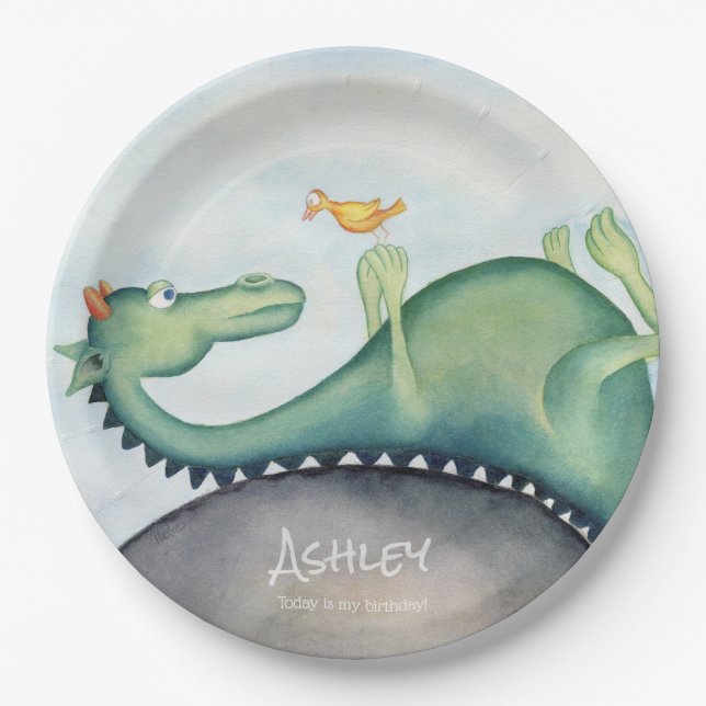 Prato De Papel O dragão e a ave (Frente)