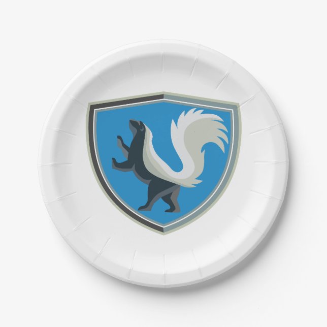 Prato De Papel O Elegante Skunk Emblem Wildlife Inspirou Crest (Frente)