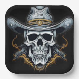 Prato De Papel O Esqueleto Cowboy