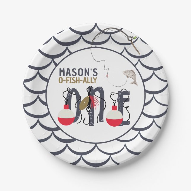Prato De Papel O-Fish-ally Uma Festa de aniversário de pesca (Frente)