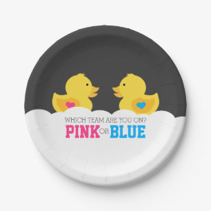 Prato De Papel O género cor-de-rosa ou azul Ducky de borracha