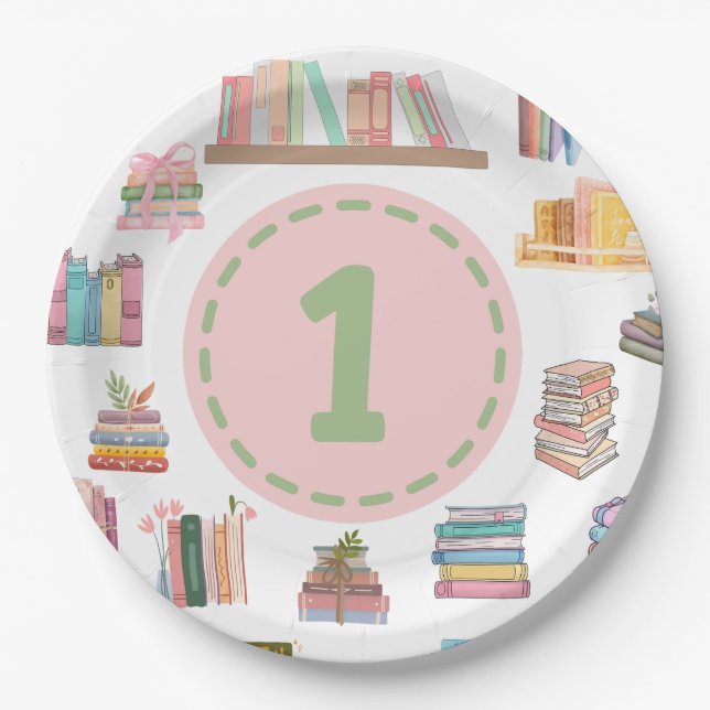 Prato De Papel O Livro Pensava Na Primeira Placa De Aniversário (Frente)