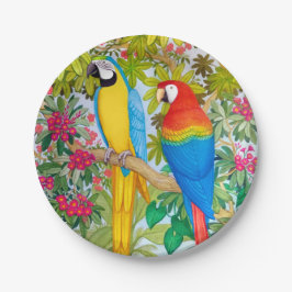 Prato De Papel O Macaw repete mecanicamente as placas de papel