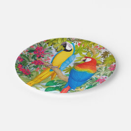 Prato De Papel O Macaw repete mecanicamente as placas de papel