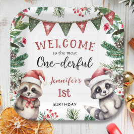 Prato De Papel O MAIOR | primeiro aniversario de Natal Raccoon