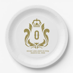 Prato De Papel O Monogram Gold Crest