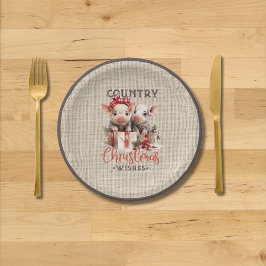 Prato De Papel O Natal do País Deseja com Dois Porcos