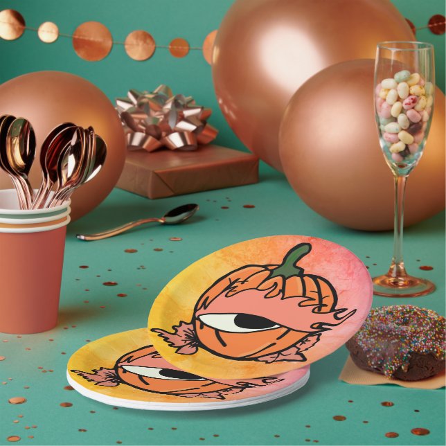 Prato De Papel O Olho Sonolento da Pumpkin Spooky (Múltiplo)