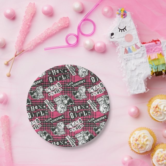 Prato De Papel O padrão de Xadrez das garotas hexadecimais (Festa)