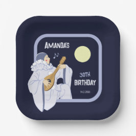 Prato De Papel O palhaço de Pierrot doce a fazer aniversário de l