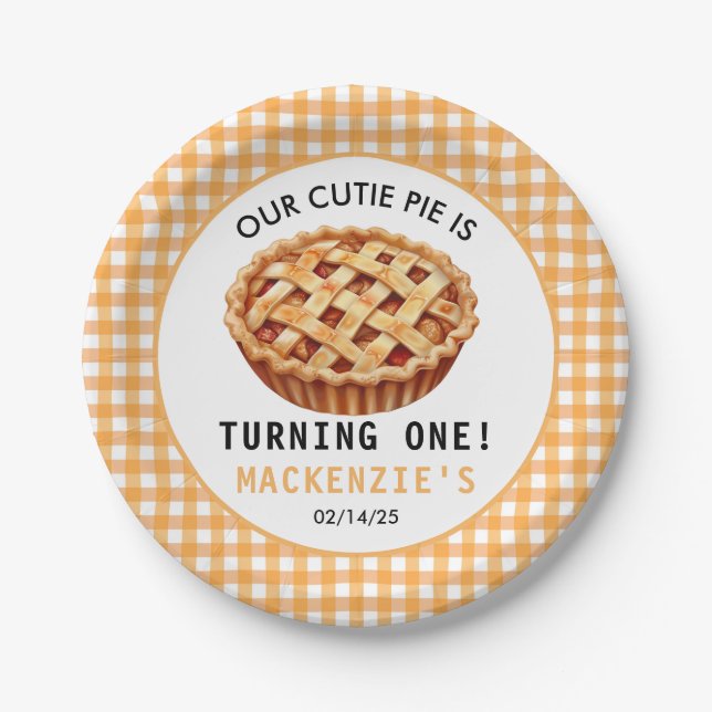 Prato De Papel O primeiro aniversario do nosso Pizza Cutie (Frente)