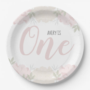 Prato De Papel O primeiro aniversario floral bonito do bebê do