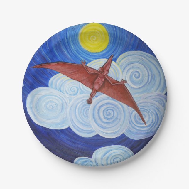 Prato De Papel O Pterodactyl toma a vôo as placas de papel (Frente)