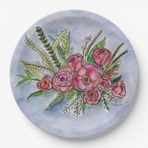 Prato De Papel O pulverizador de Rosas em uma placa de papel