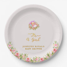 O tema da Flor rosa e Dourada é um chá de fraldas