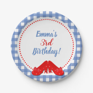 Prato De Papel O vermelho Checkered azul & branco do guingão