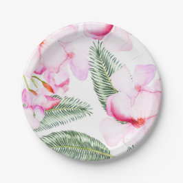 Prato De Papel Oásis Tropical Rosa Verde Chuva de Noiva Havaiana