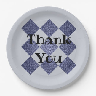 Prato De Papel Obrigado Mosaico de Padrão de Diamante Azul Profis