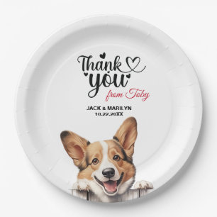 Prato De Papel Obrigado pelo casamento com Pembroke Welsh Corgi