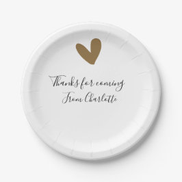 Prato De Papel obrigado por vir adicionar nome mensagem de texto 