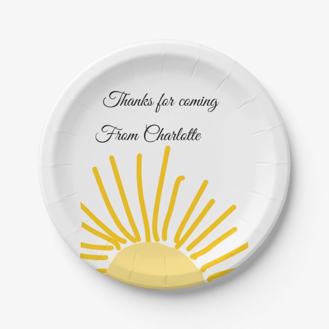 Prato De Papel obrigado por vir adicionar nome mensagem de texto  (Frente)