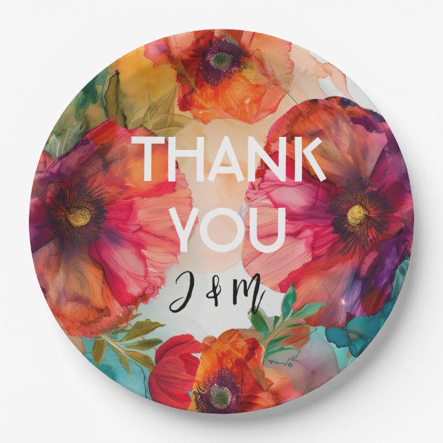 Prato De Papel Obrigado Scarlet Petal Elegância (Frente)