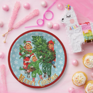 Prato De Papel Obtendo A Árvore De Natal