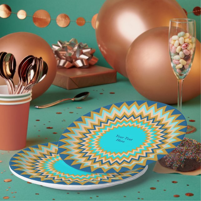 Prato De Papel Ocasião de Fiesta Dourada Azul no Sudoeste (Múltiplo)