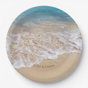 Prato De Papel Ocean Beach com estrelas