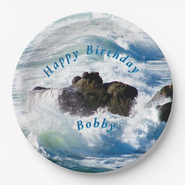 Prato De Papel Ocean Waves Birthday Paper Plate (Frente)