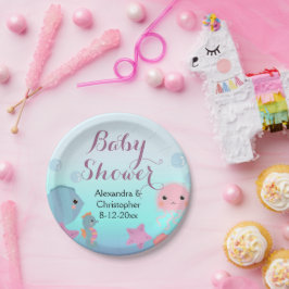 Prato De Papel Oceano submarino Animal Beach Chá de fraldas