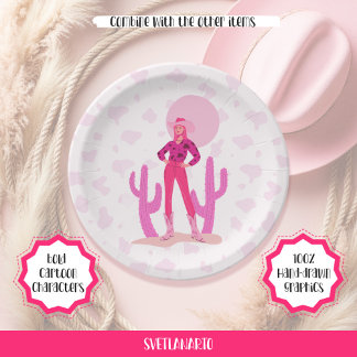 Prato de Papel Ocidental Coquete Country Cowgirl R