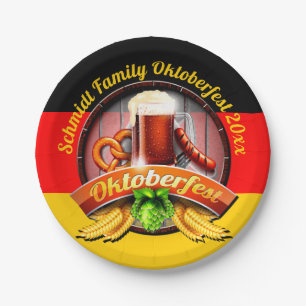 Prato De Papel Octoberfest Festival Personalizar Nome Ano 7"