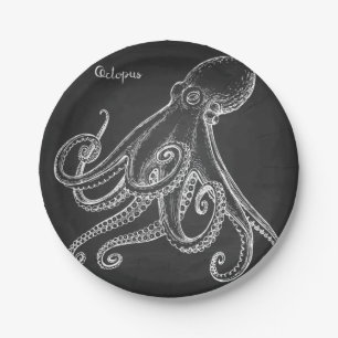 Prato De Papel Octopus Sketch