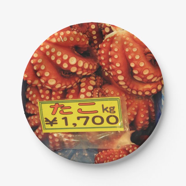 Prato De Papel Octopus Tako た こ Tsukiji Fish Market, Tóquio, Japã (Frente)