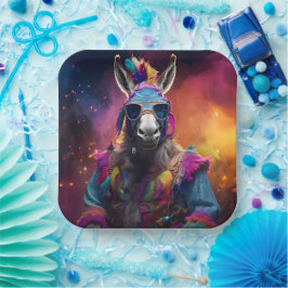 Prato De Papel Óculos Azuis Funky Donkey