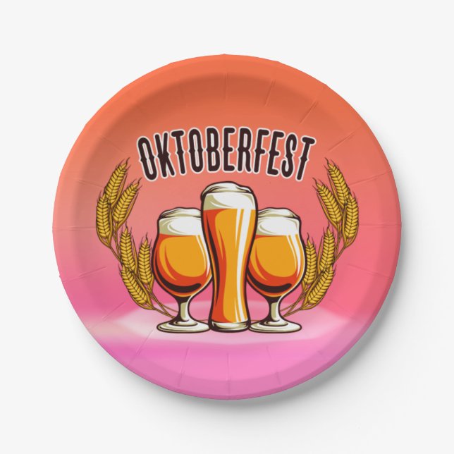 Prato De Papel Óculos das damas de cervejas Oktoberfest em Pastel (Frente)