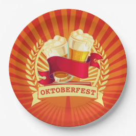 Prato De Papel Óculos de cerveja Oktoberfest em Sunburst Vermelho