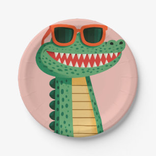 Prato De Papel Óculos de sol de crocodilo engraçados animal de de