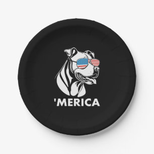 Prato De Papel Óculos de Sol Pitbull Sorridente 4 de Julho Merica