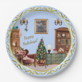 Prato De Papel Ode para o Balé Nutcracker Azul