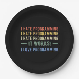 Prato De Papel Odeio Programação - Programador Engraçado I