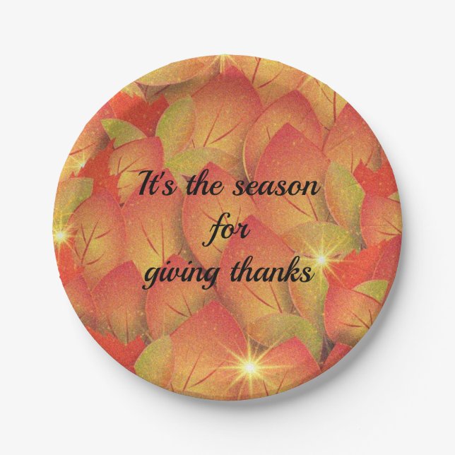 Prato De Papel Oferecer Obrigados de Folhas de outono (Frente)