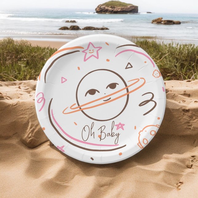 Prato De Papel Oh Baby (baby shower kids theme,birthday,wedding,baby shower,special occasion event paper plate party supplie)