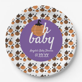 Prato De Papel Oh Baby Halloween Confetes Abóbora Chás de Bebê