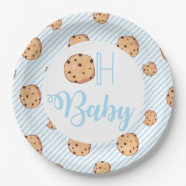 Prato De Papel Oh Baby Leite e Biscoitos azul Chà de Bebè