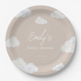 Prato De Papel Oh Baby Modern Beige Cloud Plates